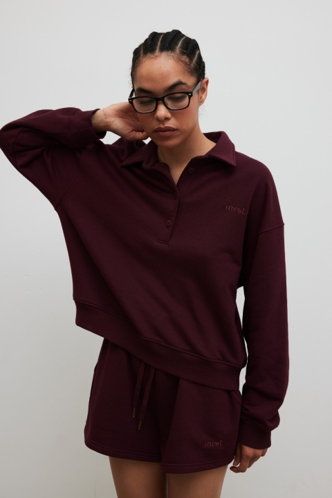 Bluza damska z kołnierzem w kolorze BURGUNDY - EXPLORE