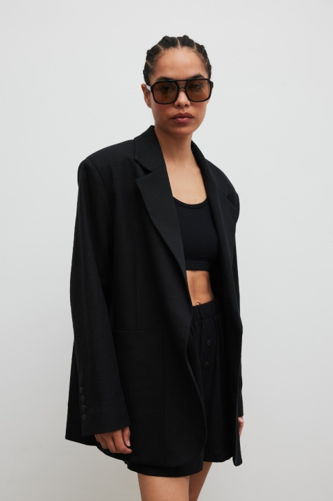 Marynarka z lnem oversize w kolorze BLACK - HARLEY Marynarka z lnem oversize w kolorze BLACK - HARLEY