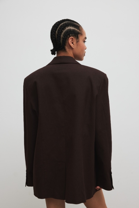 Marynarka typu oversize z lnem w kolorze INTENSE BROWN - HARLEY