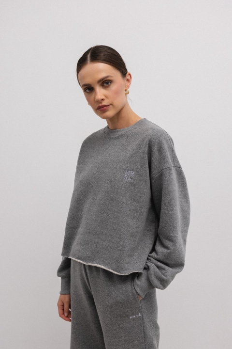 Bluza o krótkim kroju w kolorze GRAPHITE MELANGE - BARE