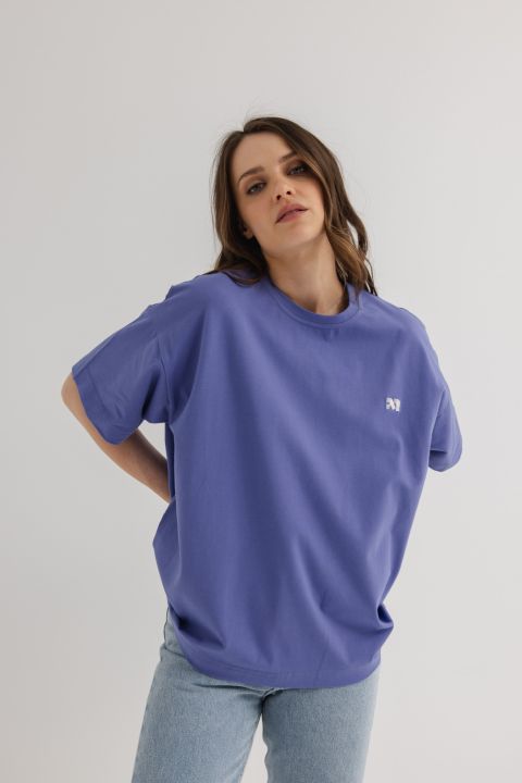T-shirt typu oversize z HAFTEM w kolorze ULTRA VIOLET-CLIQUE