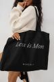 Torba typu shopper bag czarna z haftem large size LESS IS MORE