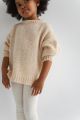 MINI Sweter oversize z bufiastym rękawem w kolorze LIGHT BEIGE - RIVERO
