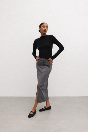 Spódnica MIDI z rozcięciem w kolorze GRAPHITE- GLAM