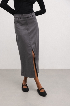 Spódnica MIDI z rozcięciem w kolorze GRAPHITE- GLAM