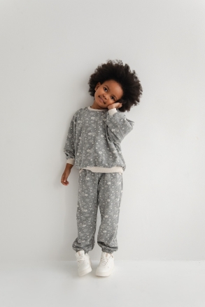 MINI bluza z nadrukiem w kwiaty , w kolorze GREY PRINT - PONTE