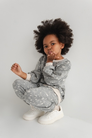 MINI bluza z nadrukiem w kwiaty , w kolorze GREY PRINT - PONTE