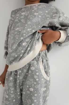 MINI bluza z nadrukiem w kwiaty , w kolorze GREY PRINT - PONTE