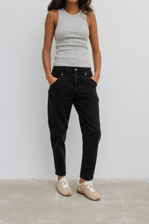 Spodnie jeansowe typu mom fit w kolorze BLACK JEANS - JUST