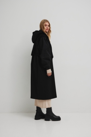 Długi płaszcz typu oversize w kolorze TOTALY BLACK - HUNTER