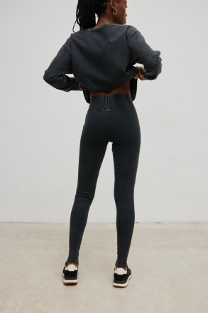 Legginsy damskie z prążkowanej dzianiny w kolorze FADED GREY - HIPS WASHED