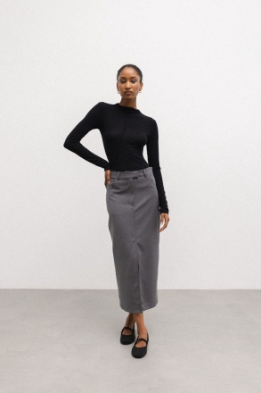Spódnica MIDI z rozcięciem w kolorze GRAPHITE- GLAM
