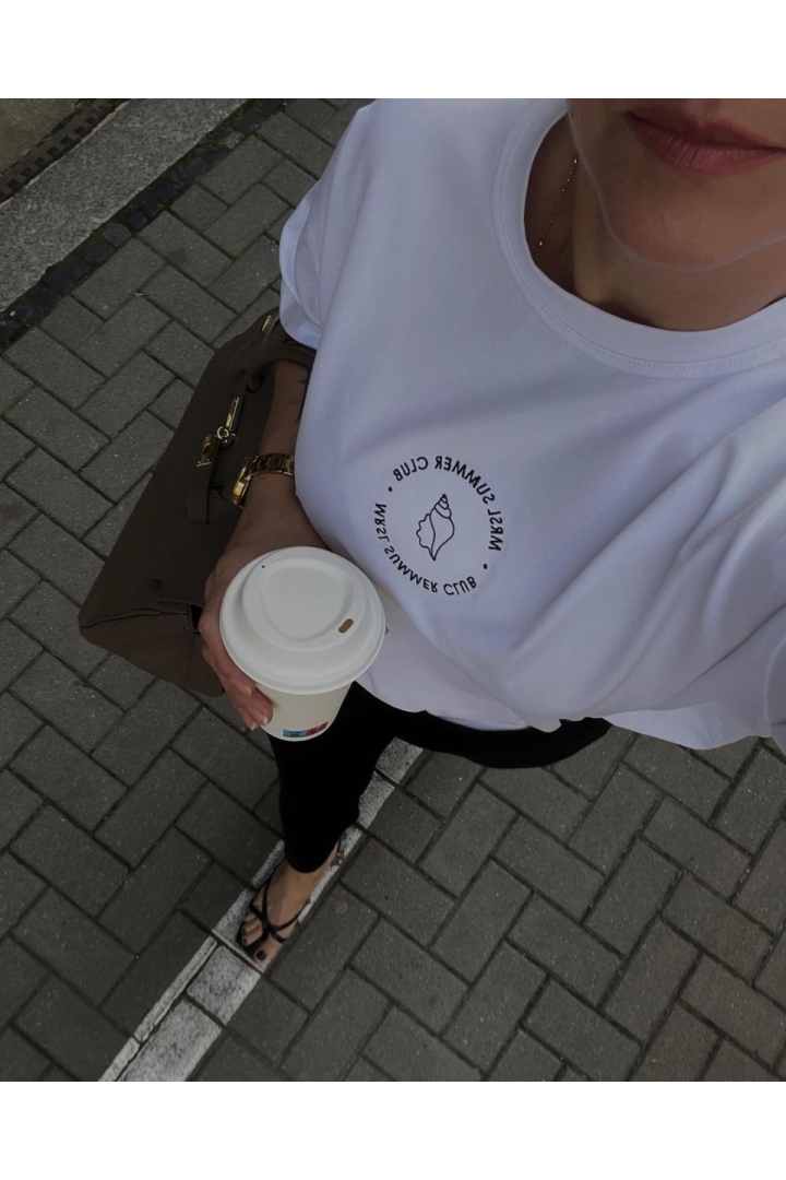 T-shirt typu oversize z HAFTEM w kolorze CLASSIC WHITE