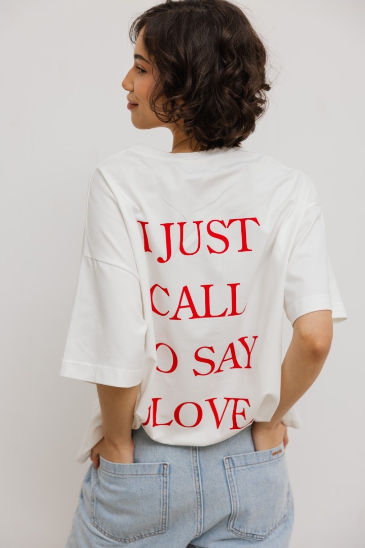 T-shirt z NADRUKIEM w kolorze ECRU - EAZY - CALL T-shirt z NADRUKIEM w kolorze ECRU - EAZY - CALL