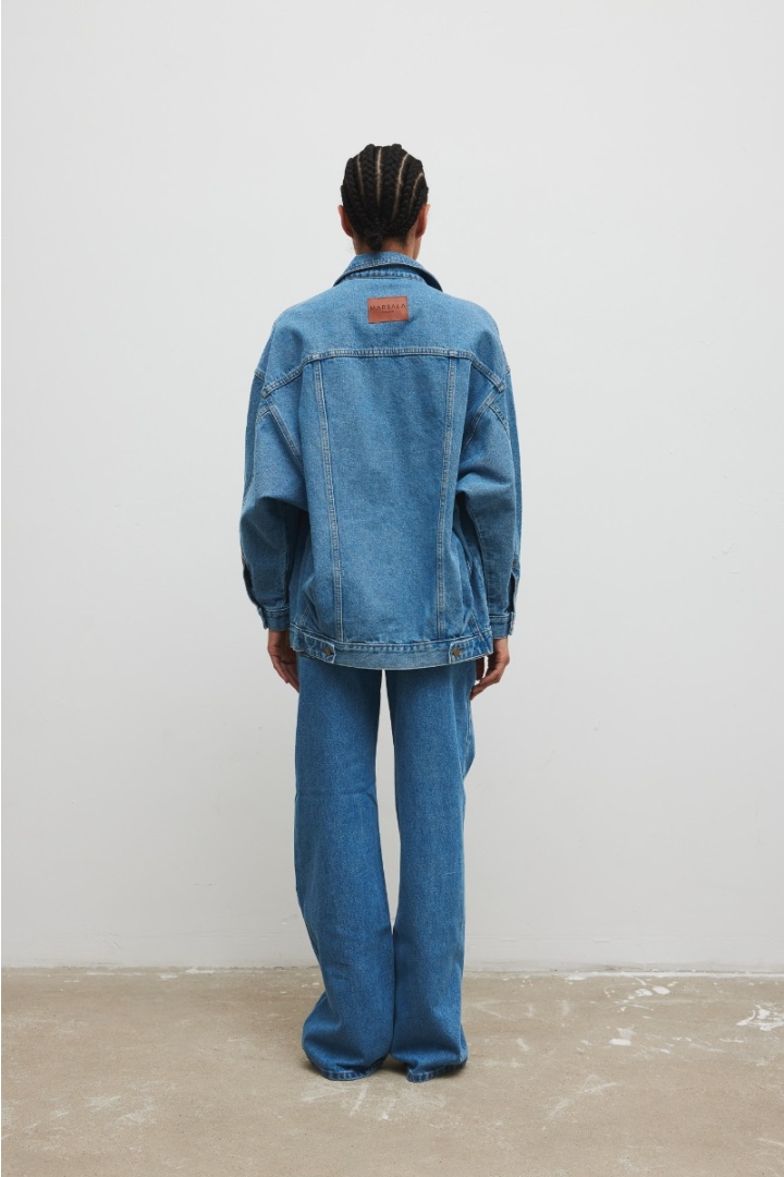 Kurtka jeansowa oversize w kolorze BLUE - BOWIE 